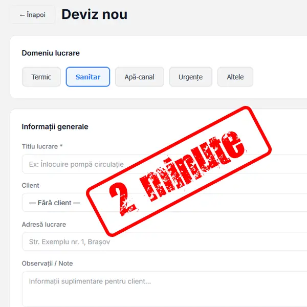 Devize profesionale Deviz Instalator